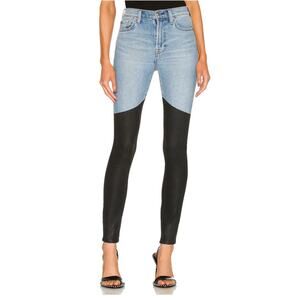 7 For All Mankind Luxe High Rise Two Tone Lightwash Black Jeans Women's 27